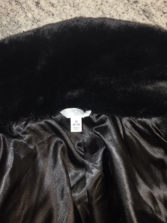 Time and Tru Black Faux Fur Teddy Jacket - Picture 6 of 8